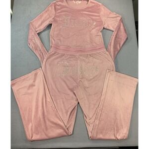 Juicy Couture Sleepwear Pink Velour Crystal Butt Logo Lounge Pants Size Medium